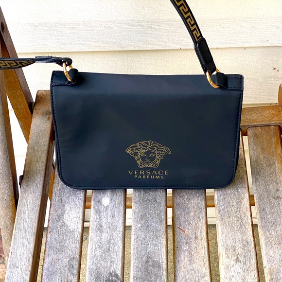 Versace Handbags - Versace Parfume Crossbody Bag Vegan Leather Small Size Black/Gold